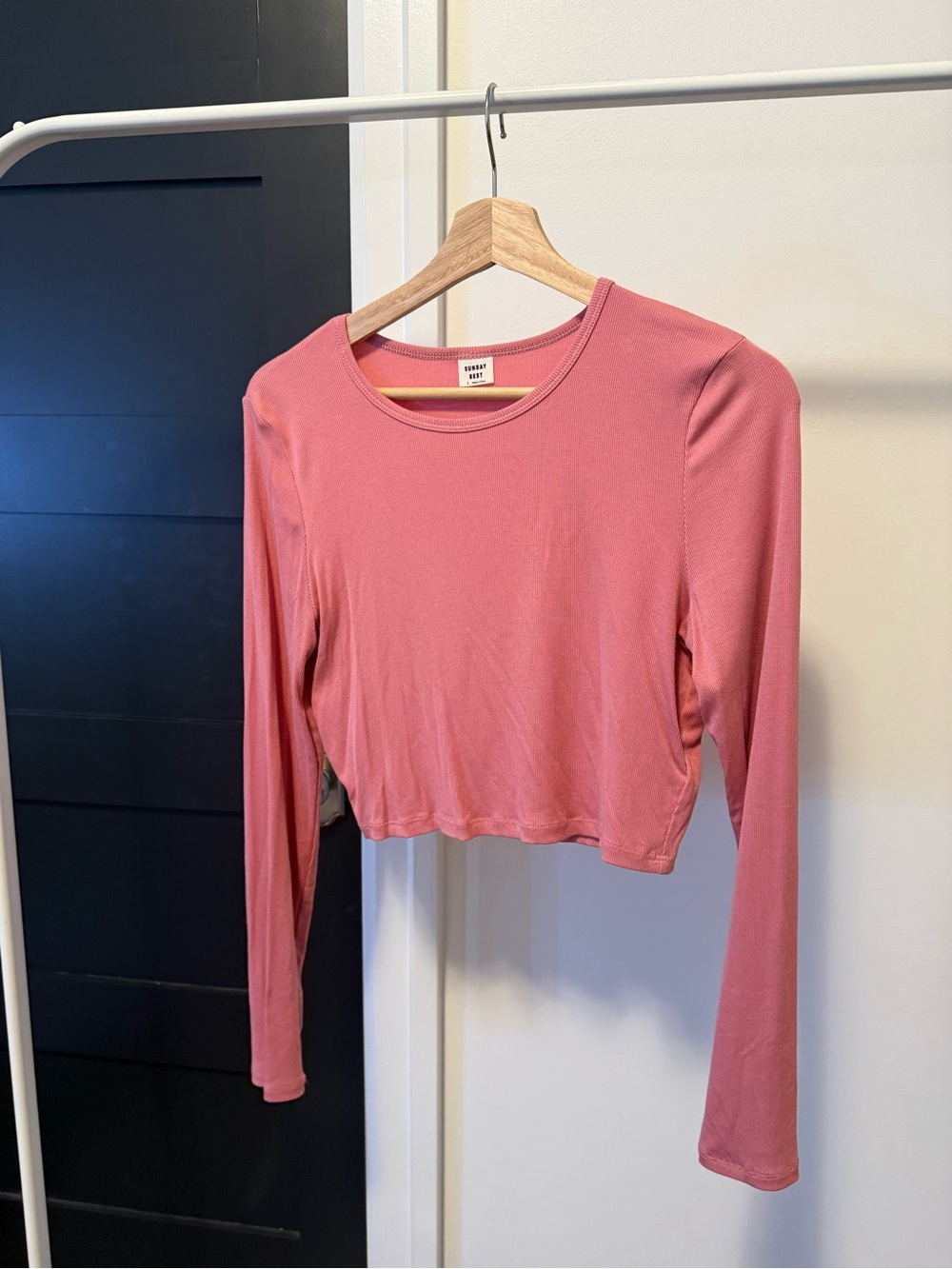 Aritzia Sunday Best - Rose Pink Long-Sleeve Cropped Tee